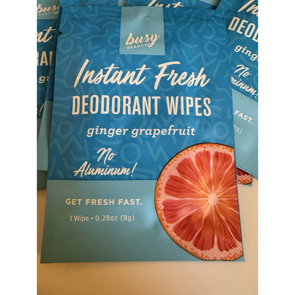 Busy Beauty Instant Fresh Deodorant Wipes Ginger Grapefruit 12 Packets
